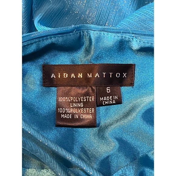 Womens Aidan Mattox Blue Sparkly Spaghetti Strap Long Maxi Gown Dress 6 - Picture 3 of 12